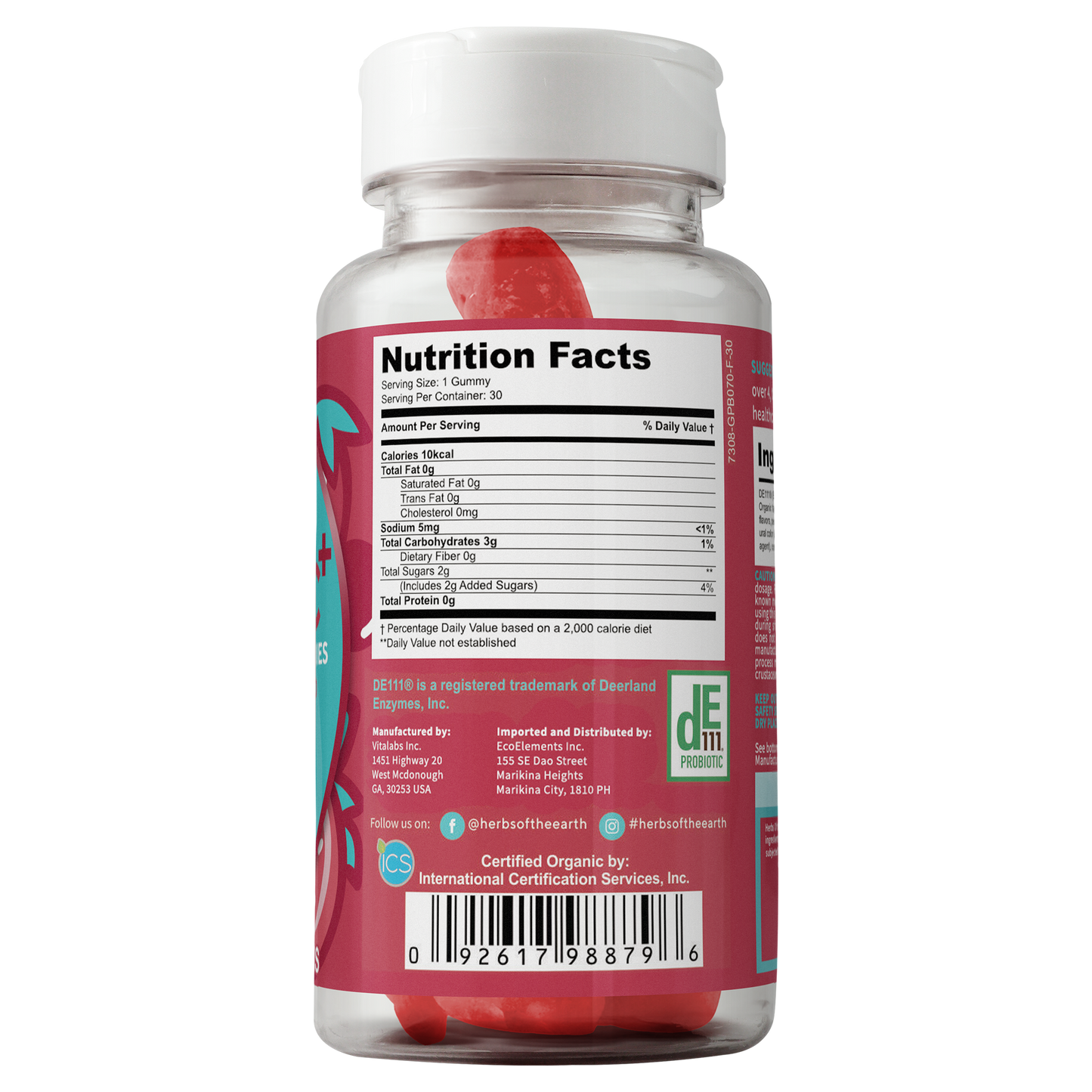 KIDBIOTIC+ Probiotics for Kids USDA Organic, Non-GMO, Vegan, Strawberry Flavor