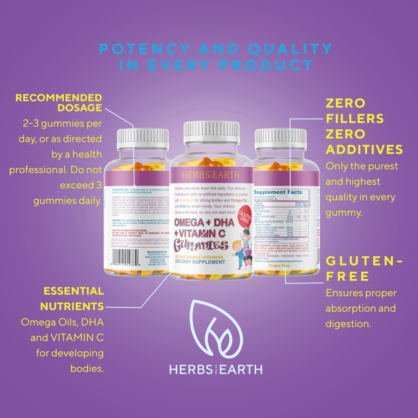 Omega+DHA+Vitamin C for Kids w/ Chia Seed Gummies+