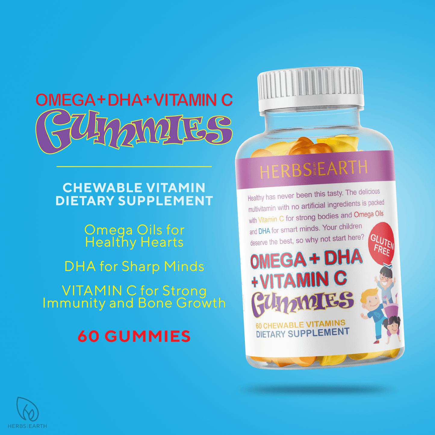 Omega+DHA+Vitamin C for Kids w/ Chia Seed Gummies+