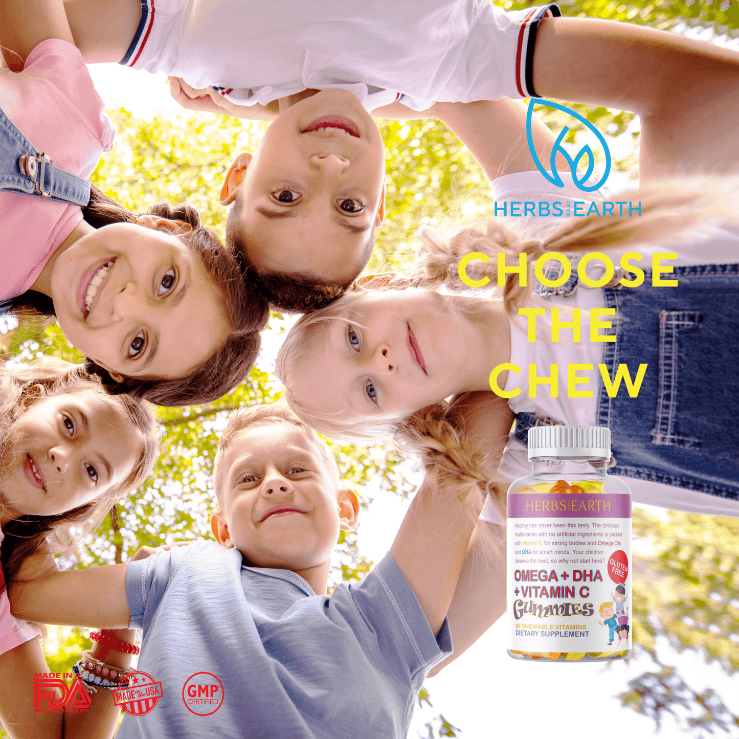 Omega+DHA+Vitamin C for Kids w/ Chia Seed Gummies+