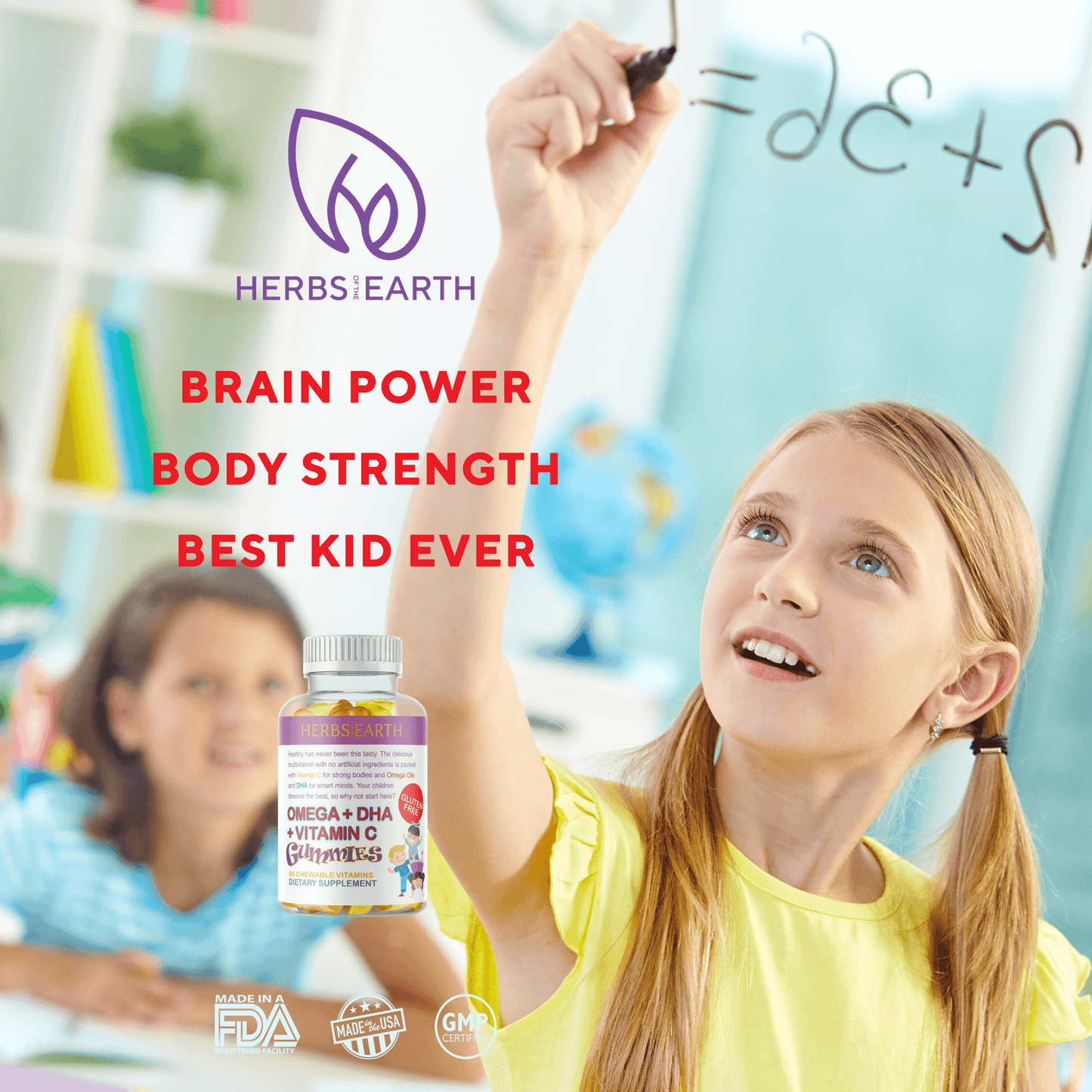 Omega+DHA+Vitamin C for Kids w/ Chia Seed Gummies+