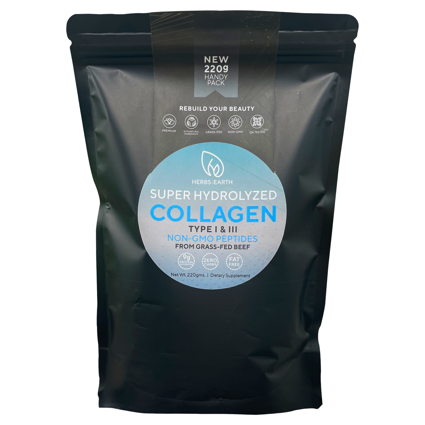 Collagen Powder Peptides 9g Protein 220g Pouch