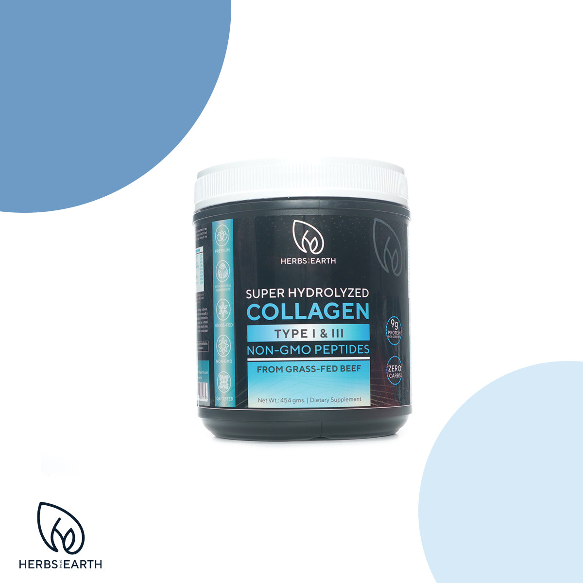 Collagen Powder+Peptides 9g Protein, 454g jar