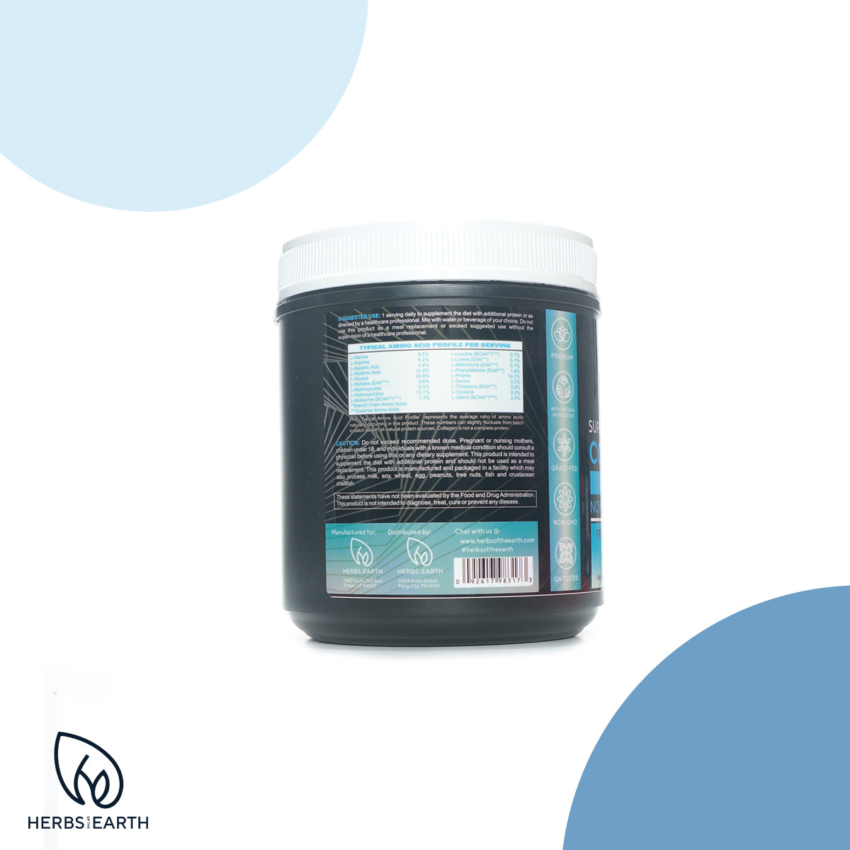 Collagen Powder+Peptides 9g Protein, 454g jar