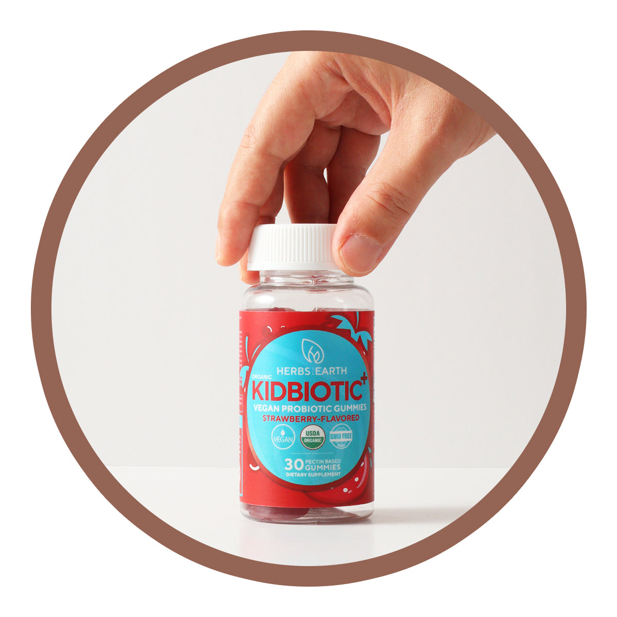 KIDBIOTIC+ Probiotics for Kids USDA Organic, Non-GMO, Vegan, Strawberry Flavor