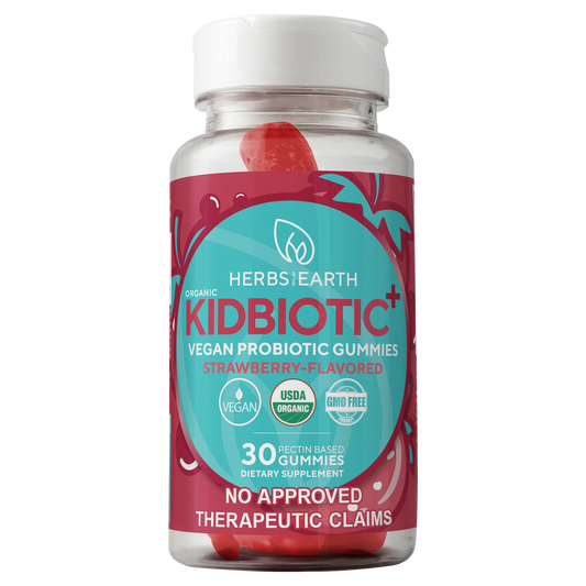 KIDBIOTIC+ Probiotics for Kids USDA Organic, Non-GMO, Vegan, Strawberry Flavor