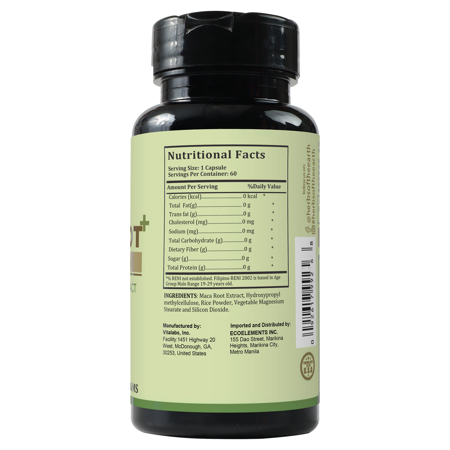 Maca Root Capsules - Pure Organic Maca Root Extract 4:1 1600MG