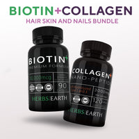 Biotin 10,000MCG 90 capsules and Collagen Nano Peptides Hydrolyzed Types 1 and 3