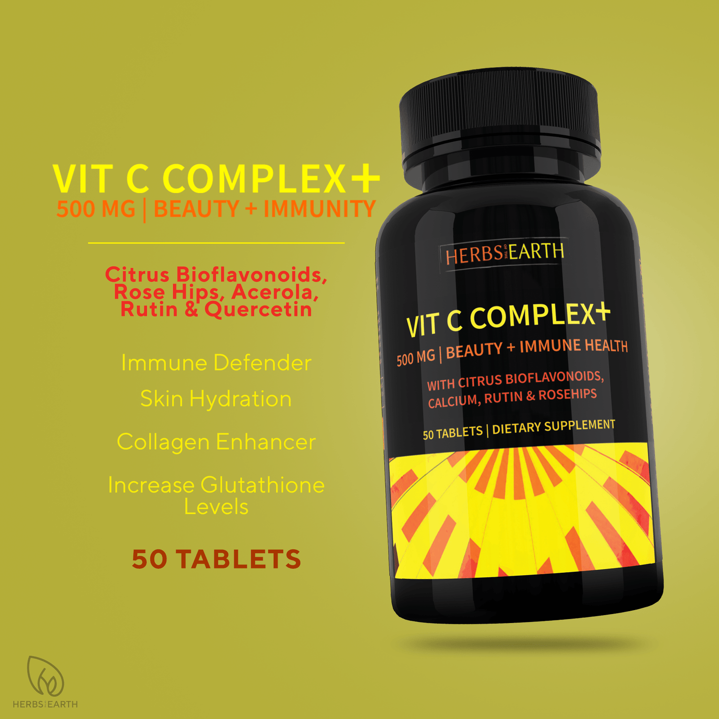 Vitamin C Complex+ 500mg 50 Tablets and Vitamin E 400 I.U. 50 Capsules