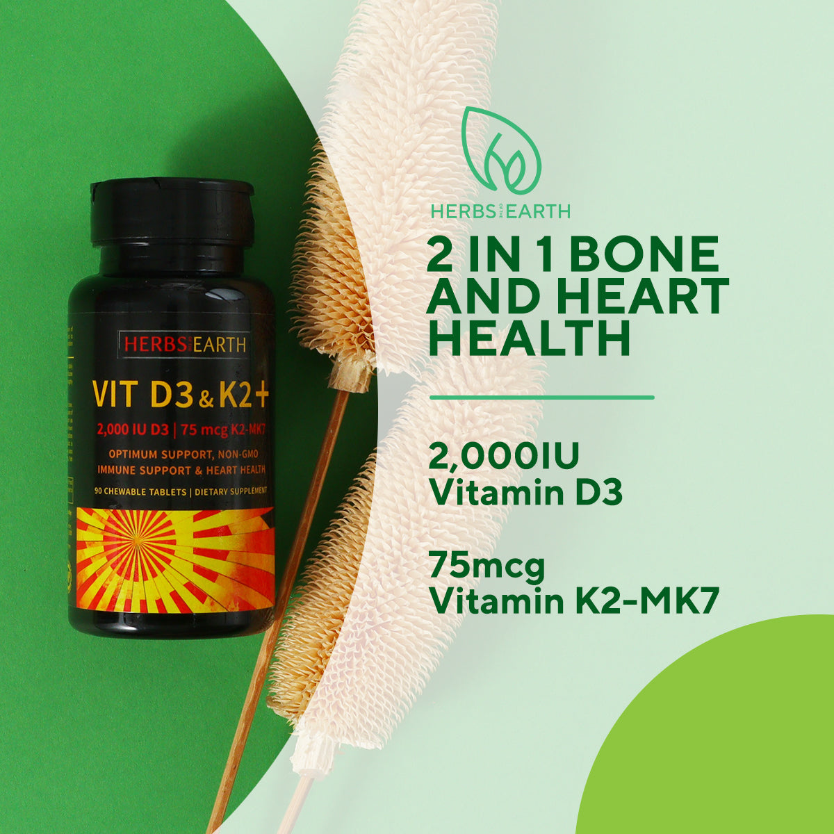 Vitamin D3 + K2 MK7 2 Bottles