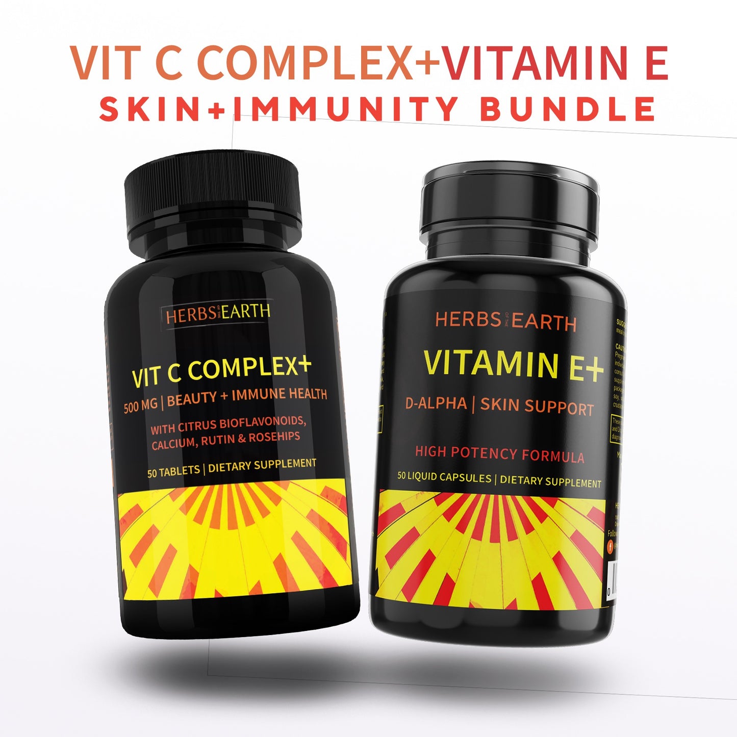 Vitamin C Complex+ 500mg 50 Tablets and Vitamin E 400 I.U. 50 Capsules